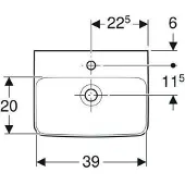 Geberit Renova Plan, lave-mains, 45x34 cm, 1 trou pour robinet, avec trop-plein, 501624, 501.624.00.1