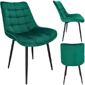 Jumi : Chaise de cuisine pour salon ou salle à manger, modèle MISTY, revêtue de velours vert