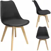 Jumi - Chaise de cuisine pour salon ou salle à manger, modèle OSLO, noire, avec profilé