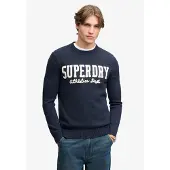 Superdry pour homme. M6110788A Pull appliqué marine (S), Casuel, Coton