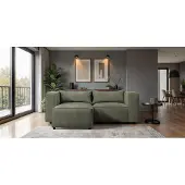 Sofiland Modulo Canapé d'Angle Velours Côtelé 210x185cm Réversible vert