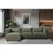 Sofiland Modulo Canapé d'Angle Velours Côtelé 290x185cm Réversible vert
