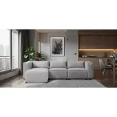 Sofiland Modulo Canapé d'Angle Velours Côtelé 290x185cm Réversible gris