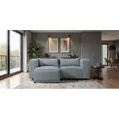 Sofiland Modulo Canapé d'Angle Velours Côtelé 210x185cm Réversible bleu grisâtre