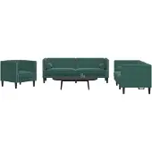 vidaXL Ensemble de 3 canapés Chesterfield avec traversins Vert foncé Velours
