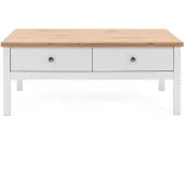 CALICOSY - Table Basse 2 tiroirs L100 cm -Reproduction Blanc - BERGEN