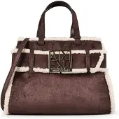 Armani Exchange pour femme. XW000285AF26995M6027 Sac cabas en daim avec bordure en mouton marron (OSFA), Casuel, Polyester
