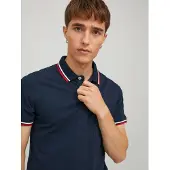 Jack & Jones T-Shirt 'JJEPaulos' bleu foncé / rouge / blanc