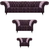 AEA Exklusive Lila Chesterfield Wohnzimmer Polstergarnitur Designer Couchen