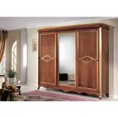 AEA Brauner Klassischer Massivholz Kleiderschrank Spiegel Schlafzimmer Möbel