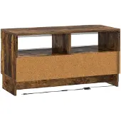 vidaXL Meuble TV LED en bois imitation chêne fumé