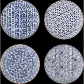 Bloomingville Assiettes Karine bleues, lot de 4