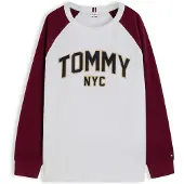 Tommy Hilfiger T-Shirt 'VARSITY' beige / rouge foncé / noir / blanc