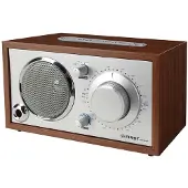TZS First Austria Radio Retro / Radio FM de table de style rétro en bois foncé et argent, 1 haut-parleur, entrée AUX