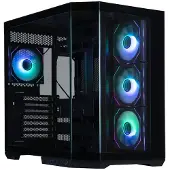 BitFenix Boîtier T10, noir, format ATX, 4 ventilateurs ARGB de 120 mm + contrôleur, USB 3.0, USB-C, design panoramique, couleur noire