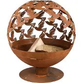 Esschert Design Coupe à feu Laser Oiseaux Brun rouille