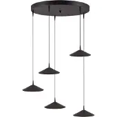 Masterlight Lampe suspendue à 5 lumières Ceppo Noir Ø rond 22cm