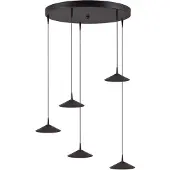 Masterlight Lampe suspendue à 5 lumières Ceppo Noir Ø rond 18cm