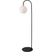 Masterlight Lampe de pied Lazise noir avec or et verre blanc