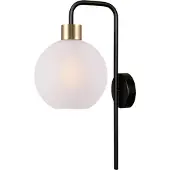 Masterlight Lampe murale Lazise noir avec verre blanc doré