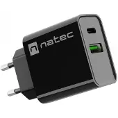 Natec Chargeur USB RIBERA USB-A + USB-C 20 W PD Noir