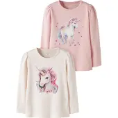 Name it T-Shirt 'NMFKIMIA' beige / bleu clair / magenta / rosé