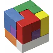 Philos Cube de soma en bois 8x8cm multicolore