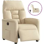 vidaXL Fauteuil relax électrique Crème Tissu