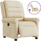 vidaXL Fauteuil relax électrique Crème Tissu