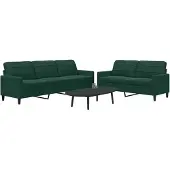 vidaXL Ensemble de canapés 2 pièces avec coussins vert foncé velours