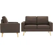 vidaXL Ensemble de canapés 2 pièces tissu brun