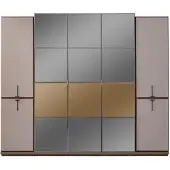 AEA Kleiderschrank Garderobenschrank Design Holzschrank mit Spiegel Grau