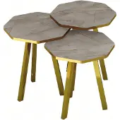 AEA Elegantes graues Couchtisch-Set aus Holz und Metall