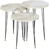 AEA Elegantes Beiges Couchtisch-Set aus Holz und Metall