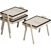 AEA Couchtisch-Set aus Holz in Beige modern und stilvoll