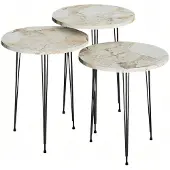 AEA Elegantes Beiges Couchtisch-Set aus Holz und Metall