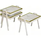 AEA Weißes Holz Couchtisch-Set modern elegant