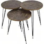 Xl Moebel Gmbh Elegantes braunes Couchtisch-Set aus Holz und Metall