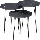 AEA Elegantes schwarzes Couchtisch-Set aus Holz und Metall
