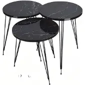 Xl Moebel Gmbh Elegantes schwarzes Couchtisch-Set aus Holz und Metall