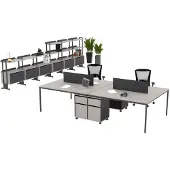 AEA Graues Büro-Set Designer Garnitur Schreibtisch Sideboard Couchtisch