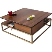 AEA Quadratischer Couchtisch mit Büchernische und stilvollem Sockel