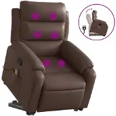 vidaXL Fauteuil de massage avec releveur Marron Similicuir