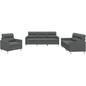 vidaXL Ensemble de canapés 3 pièces avec coussins Tissu gris foncé