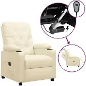 vidaXL Fauteuil relax électrique Crème similicuir