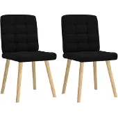 vidaXL Chaise de salle à manger 2 pcs. tissu noir