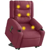 vidaXL Fauteuil de massage avec releveur vin rouge Tissu
