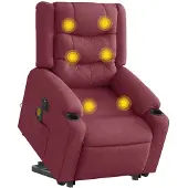 vidaXL Fauteuil de massage électrique avec releveur Tissu rouge vin