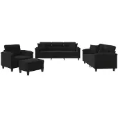 vidaXL Ensemble de canapés 4 pièces avec coussins Noir Tissu microfibre