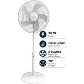 Opviq , ventilateur sur pied modèle KTF-350, couleur blanche, 100% ABS, dimensions : 40,5 x 44 x 121 cm